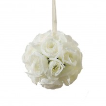 Sfera decorativa cu trandafiri ivoire, diametru 130mm