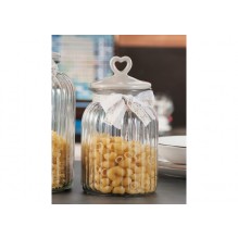 Borcan din sticla cu capac din ceramica, diametru 170mm
