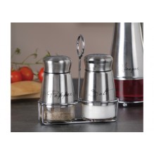 Set solnita sare si pieper cu suport din inox