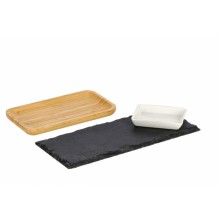 Set servire din piatra naturala bambus si ceramica