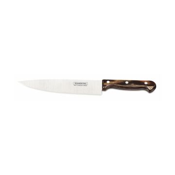 Cutitul bucatarului Tramontina Polywood, lama 203 mm, inox, maner din lemn, maro