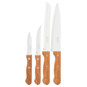 Set 4 cutite pentru friptura, inox, maner din lemn natural de jatoba