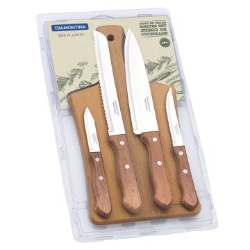 Set 4 cutite, inox, maner din lemn natural de Jatoba