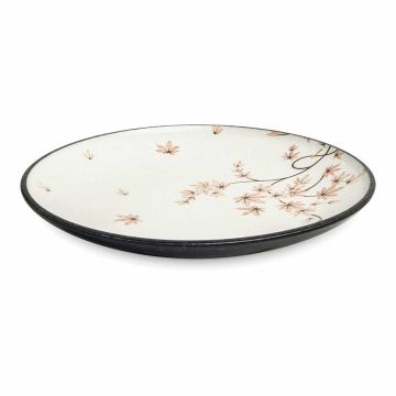 Farfurie model Maple Leaf, diametru 255mm, culoare negru/alb, inaltime 35mm