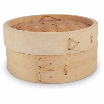 Cos din bambus pentru gatit la abur cu 1 nivel, diametru 300mm