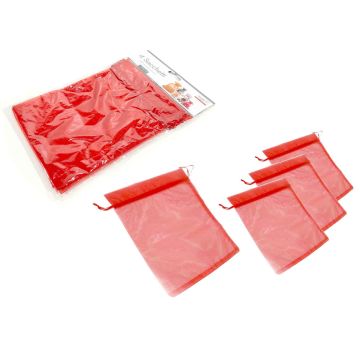 Set 4 saculeti, dimensiuni 150x210mm, culoare rosie