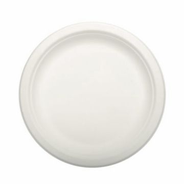 Set 50 farfurii intinse, diametru 180mm, alb, unica folosinta, fabricate din trestie de zahar