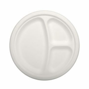 Set 50 farfurii intinse, diametru 230mm, alba, unica folosinta, fabricate din trestie de zahar