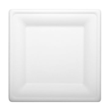 Set 50 farfurii, patrate, 200x200mm, culoare alba, unica folosinta, fabricate din trestie de zahar