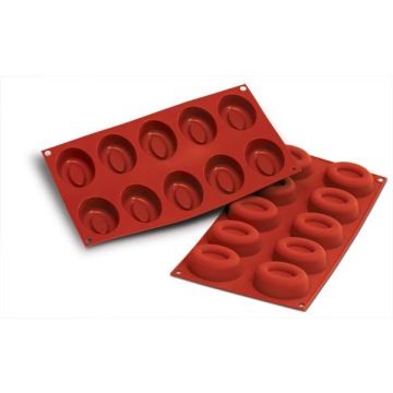 Forma din silicon pentru 10 forme ovale, silicon de culoare rosie