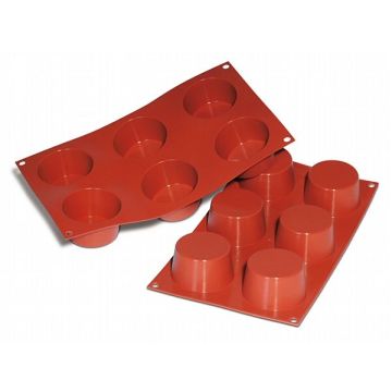 Forma din silicon pentru 6 forme rotunde, capacitate 6x119ml, silicon de culoare rosie, diametru forma 68mm