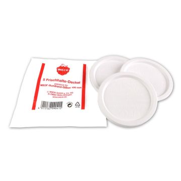 Set 5 capace, model large, diametru 100mm, din plastic de culoare alba, pentru modelele de borcane 740/743/744/745/748/974