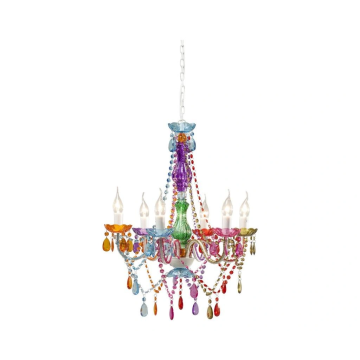 Lustra multicolora cu 6 brate, model Barbie, structura din plastic, diametru 550 mm
