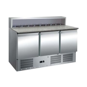 Banc refrigerant pentru pizza, capacitate neta 400 litri, temperatura de lucru +2/+8°C, dimensiuni interne 1295x595x500mm, dimensiuni externe 1365x700x1100mm, alimentare 220V, putere 230W, greutate neta 155kg