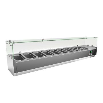 Vitrina de ingrediente,inox, dimensiuni 1800x335x440mm, alimentare 220V, putere 180W, greutate 52kg