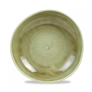 Bol rotund cu aspect rustic, portelan super-vitrifiat de culoare Burnished Green glazurat pe toata suprafata, decorat manual