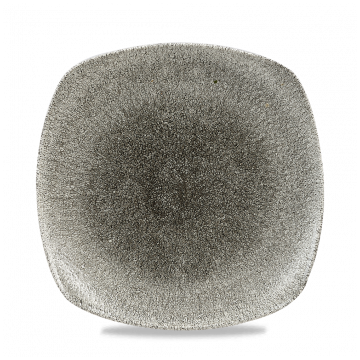 Farfurie patrata, portelan super-vitrifiat de culoare Quartz Black glazurat pe toata suprafata