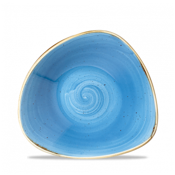Bol triunghiular, portelan super-vitrifiat de culoare Cornflower Blue glazurat pe toata suprafata, capacitate 600ml