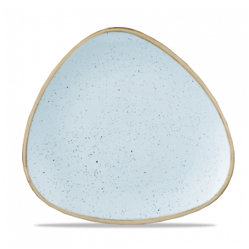 Farfurie triunghiulara, portelan super-vitrifiat de culoare Duck Egg Blue glazurat pe toata suprafata