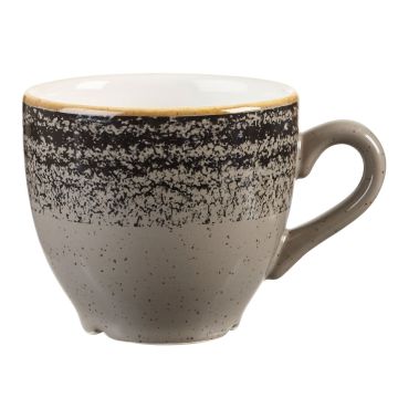 Cana espresso, portelan super-vitrifiat de culoare Charcoal Black glazurat pe toata suprafata, decorat manual