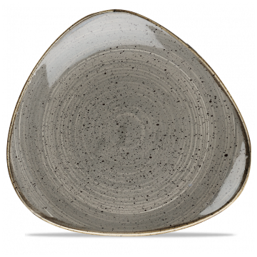 Farfurie triunghiulara, portelan super-vitrifiat de culoare Peppercorn Grey glazurat pe toata suprafata, lungime 311mm