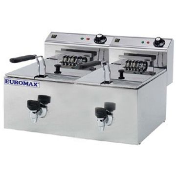Friteuza electrica, inox, capacitate 8+8 litri, dimensiune 530x420x360, alimentare 220V, 2x3000W