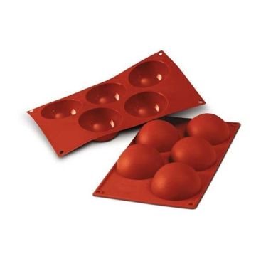 Forma din silicon, capacitate 5x120 ml, diametrul semisfere 80 mm