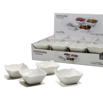 Bol patrat, din ceramica, culoare alba, dimensiuni 90x90x45mm