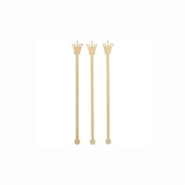 Set 100 agitatoare cocktail din bambus, model Crown, biodegradabile, lungime 200mm
