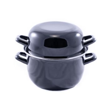 Oala scoici, capacitate 2.5 litri, metal, culoare neagra, diametru 180mm 