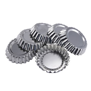 Set 6 forme pentru tarta, tabla satinata, diametrul 106mm
