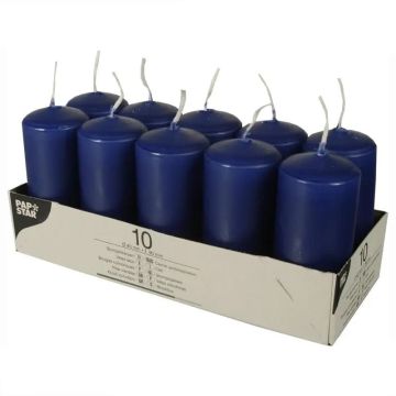 Set 10 lumanari, model Pillar, culoare albastru