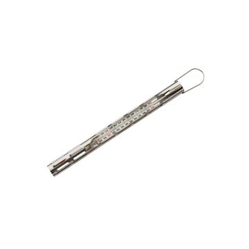 Termometru pentru zahar (caramel) si gem, functioneaza la temperaturi cuprinse intre +80°C/+200°C, sticla+inox, lungime 355mm