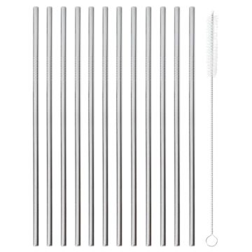 Set 12 paie din inox si perie, culoare argintie, lungime 215 mm