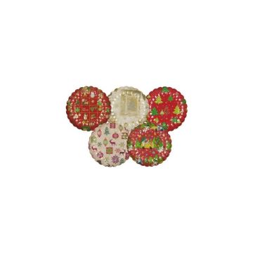 Set 2 boluri Christmas, din carton, model Various Christams decors, diamteru 230 mm