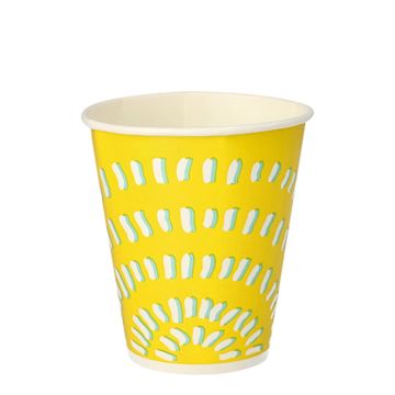 Set 100 pahare din hartie, capacitate 300 ml, diametru 100mm, culoare galben