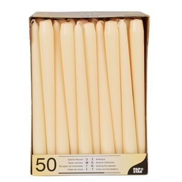 Set 50 Taper candles, diametrul 22x250 mm, culoare champagne