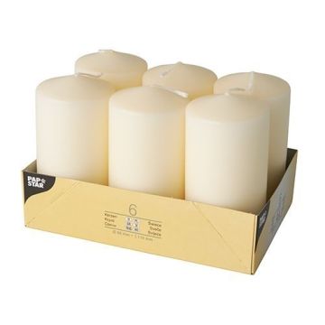 set 6 Pillar candles, diametru 60x115 mm, culoare cream