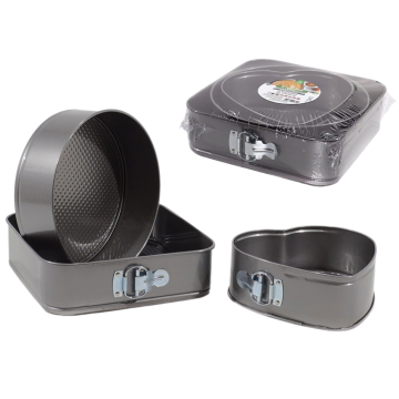 Set 3 forme diferite pentru tort: rotunda, patrata si inimioara, suprafata antiaderenta