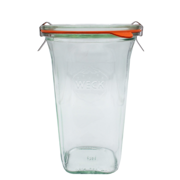 Borcan din sticla si capac, model Quadro, capacitate 795ml, diametru 100mm, inaltime 162mm