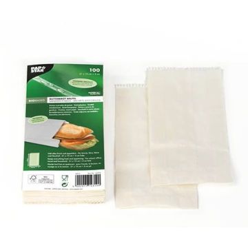 Set 100 pungi din hartie pentru sandwich-uri, dimensiuni 210x100mm, culoare alb