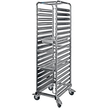 Carucior din inox pentru 18 tavi GN1/1, dimensiuni 385x555x1735h mm, greutate 22.1 kg