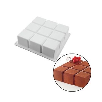Forma silicon model Cubik, capacitate 1400 ml, lavabila in masina de spalat vase