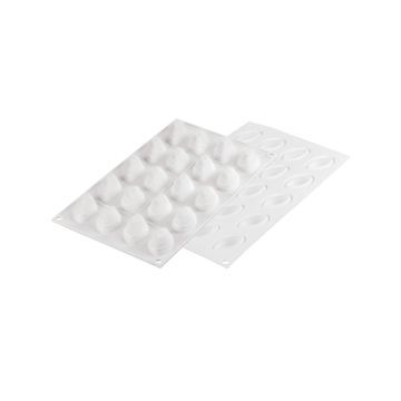 Forma silicon -model Quenelle 10, culoare alba, capacitate 20x10ml, volum total 200ml, dimensiuni forma 44x21x20hmm