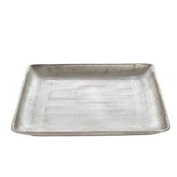 Tava decorativa, din metal, argintie, dimensiuni 410x410mm