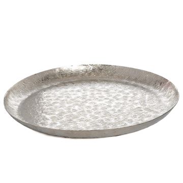 Tava decorativa, din metal, argintie, diametru 580mm