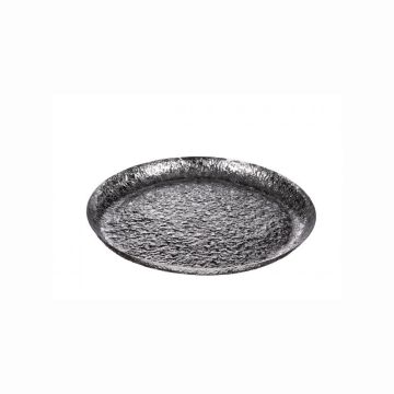 Tava decorativa, din metal, argintie, diametru 590mm