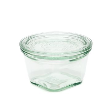 Borcan din sticla si capac, model Quadro, capacitate 290ml, diametru 100mm, inaltime 60.5mm